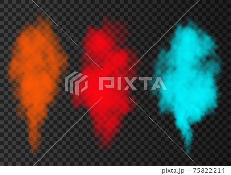 Blue, red, orange smoke explosion special effect isolated on transparent background. Blue, red, orange smoke explosion special effect isolated on transparent background. 75822214
