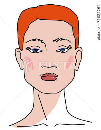 European red hair girl Abstract Portrait of young woman with short hair 75822264