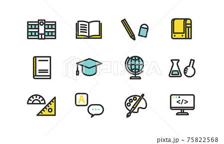 学校教育のアイコンセット素材 学校教育のアイコンセット素材 75822568