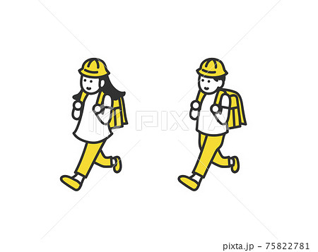 元気に登校するこどものイメージイラスト素材 75822781