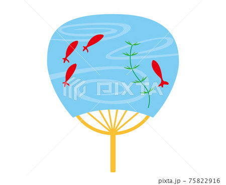 金魚が描かれた団扇のベクターイラスト 金魚が描かれた団扇のベクターイラスト 75822916