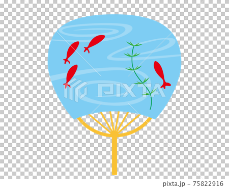 金魚が描かれた団扇のベクターイラスト 金魚が描かれた団扇のベクターイラスト 75822916