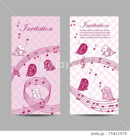 Set of vertical banners with singing birds 75822979