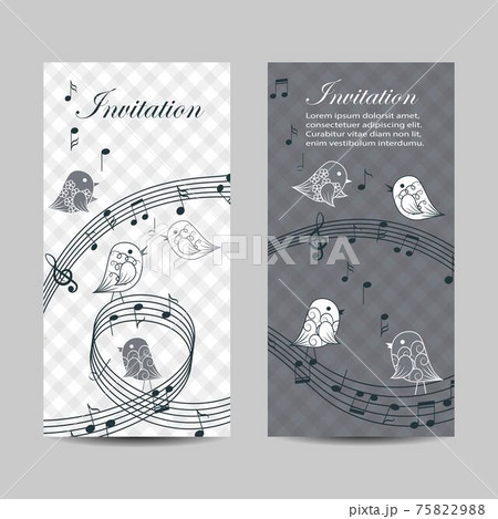 Set of vertical banners with singing birds 75822988