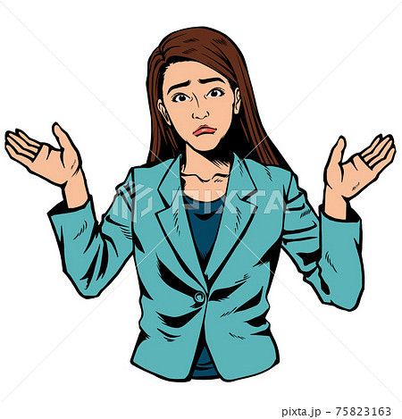 アメコミ風日本人女性 ビジネス女性 ポーズ お手上げのイラスト素材