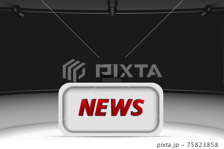 white table and lcd background in a news studio room 75823858