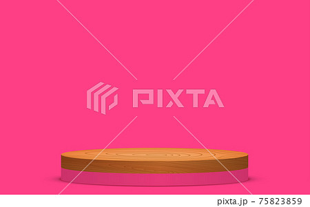 wood podium on the pink podium in the pink room 75823859