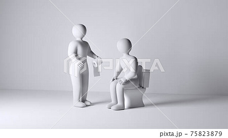 Man helping his friend by bringing toilet paper. 75823879