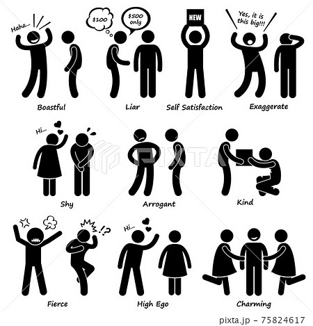 Human Man Character Behaviour Stick Figure Pictogram Icons.  75824617