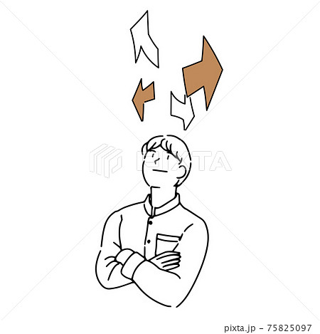これからの進路について考える男性のイラスト素材