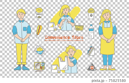 Convenience store / supermarket illustration set Convenience store / supermarket illustration set 75825580