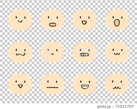 可愛的面部表情（黑色）/手寫插圖素材 75825707