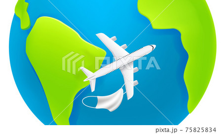 Travel after quarantine concept. Modern aircraft with shadow on the Earth Travel after quarantine concept. Modern aircraft with shadow on the Earth 75825834