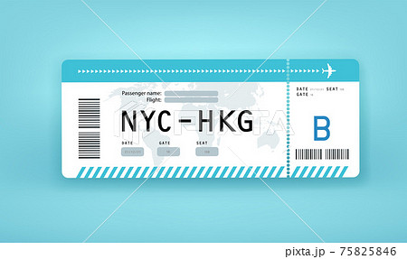 Flight paper boarding pass vector mockup. NYC to HKG. New York City to Hong Kong Flight paper boarding pass vector mockup. NYC to HKG. New York City to Hong Kong 75825846