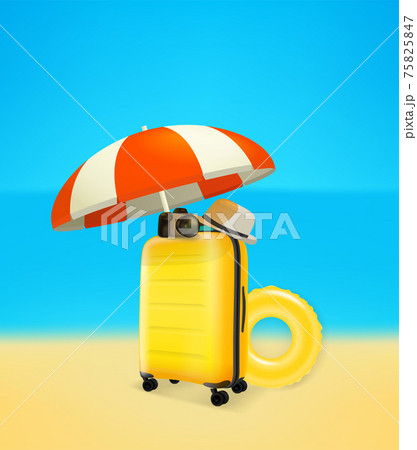 Baggage of the travaler. Vector illustration with the beach 75825847