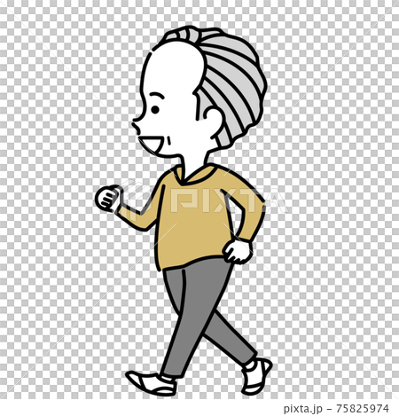 ウォーキングするシニア男性イラスト素材のイラスト素材