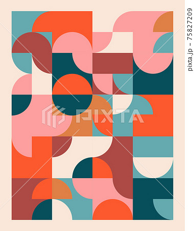 Abstract geometric mural colorful background in Bauhaus style. pattern design  75827209