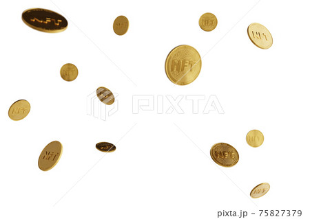 Nft - non fungible token concept. 3d render - Coin with inscription NFT 75827379