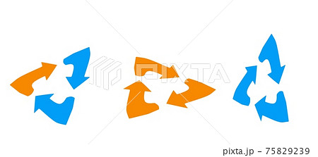 いろんな角度のリサイクルのアイコン いろんな角度のリサイクルのアイコン 75829239