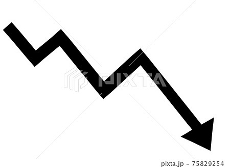 落ちるクランクの矢印 シルエット のイラスト素材