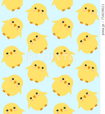 Vector seamless pattern of doodle flat chick 75829621