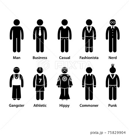 People Man Human Character Type Stick Figure Pictogram Icon. A set of pictograms representing the different type of human personalities and characters. People Man Human Character Type Stick Figure Pictogram Icon. A set of pictograms representing the different type of human personalities and characters. 75829904