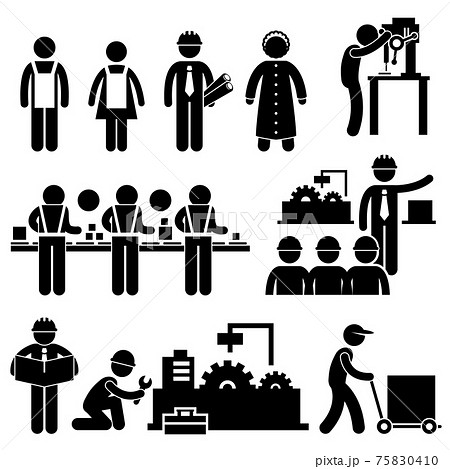 Factory Worker Engineer Manager Supervisor のイラスト素材