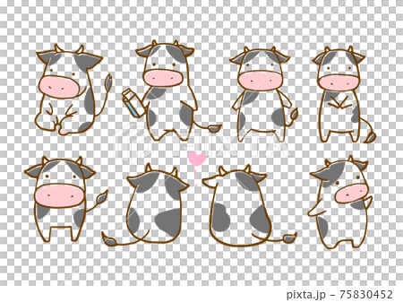 手書き　かわいい　牛　イラスト 75830452