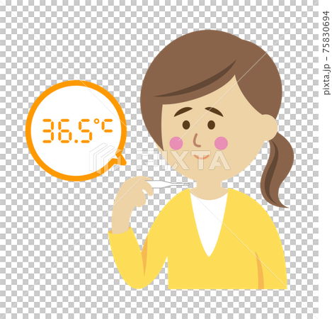Thermometer displaying normal heat and female illustration image Thermometer displaying normal heat and female illustration image 75830694