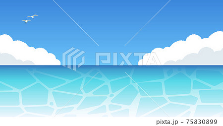 カモメの飛ぶ海のイラスト 横長のイラスト素材 7509 カモメの飛ぶ海のイラスト 横長のイラスト素材 7509