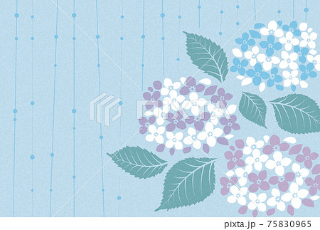 紫陽花と雨で表現した梅雨のイメージ素材のイラスト素材