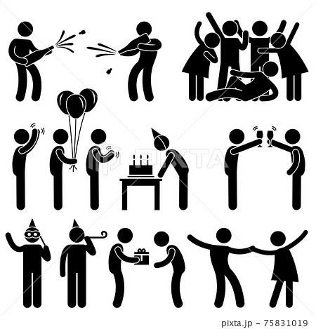 Friend Party Celebration Birthday Icon Symbol Sign Pictogram. A set of pictograms representing in party and celebration. Friend Party Celebration Birthday Icon Symbol Sign Pictogram. A set of pictograms representing in party and celebration. 75831019