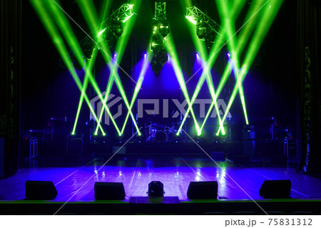 Free stage with lights, lighting devices. on a free srage. Free stage with lights, lighting devices. on a free srage. 75831312