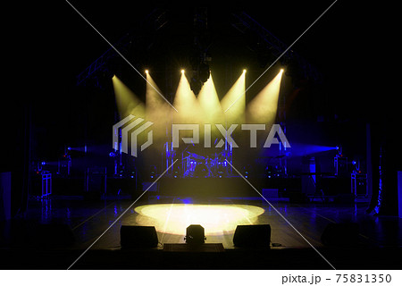 Free stage with lights, lighting devices. on a free srage. Free stage with lights, lighting devices. on a free srage. 75831350