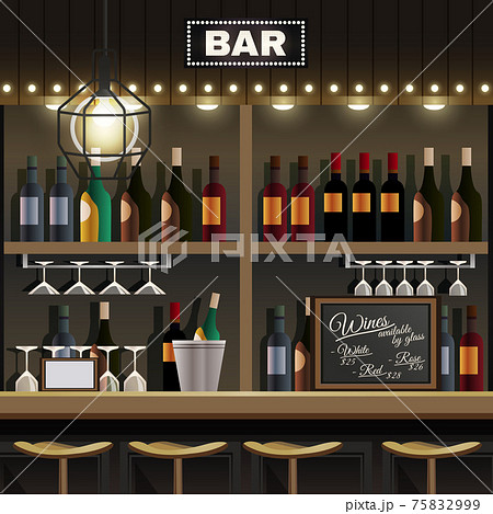 Bar Interior Realisticのイラスト素材