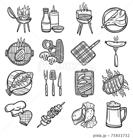 q Grill Icons Setのイラスト素材