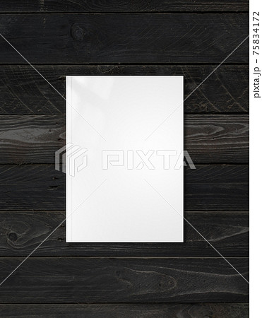 White Booklet cover template on black wood background White Booklet cover template on black wood background 75834172