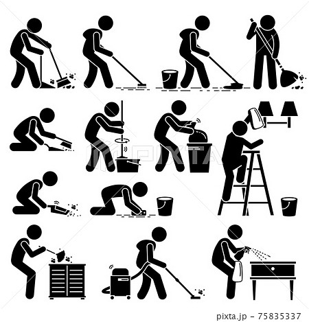 Cleaner Cleaning and Washing House Pictogram.  75835337