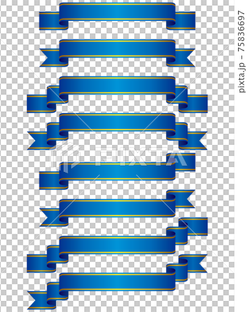 光沢のあるリボンラベル8種セット（青） 75836697