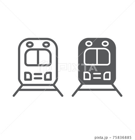 Rail road trip line and glyph icon, transport and railway, locomotive sign, vector graphics, a linear pattern on a white background. 75836885