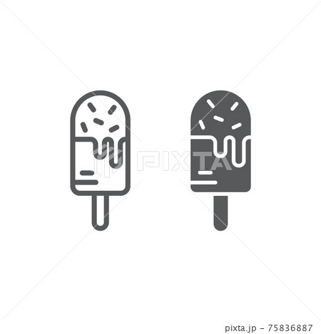 Ice-cream line and glyph icon, food and sweets, dessert sign, vector graphics, a linear pattern on a white background. Ice-cream line and glyph icon, food and sweets, dessert sign, vector graphics, a linear pattern on a white background. 75836887