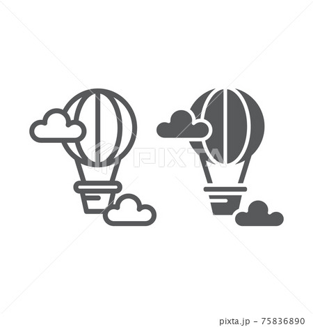 Hot air balloon line and glyph icon, airship and travel, balloon sign, vector graphics, a linear pattern on a white background. Hot air balloon line and glyph icon, airship and travel, balloon sign, vector graphics, a linear pattern on a white background. 75836890