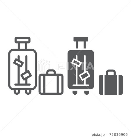 Luggage line and glyph icon, suitcase and bag, baggage sign, vector graphics, a linear pattern on a white background. Luggage line and glyph icon, suitcase and bag, baggage sign, vector graphics, a linear pattern on a white background. 75836906