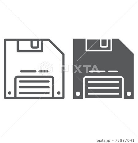 Save game line and glyph icon, data and disk, diskette sign, vector graphics, a linear pattern on a white background. Save game line and glyph icon, data and disk, diskette sign, vector graphics, a linear pattern on a white background. 75837041