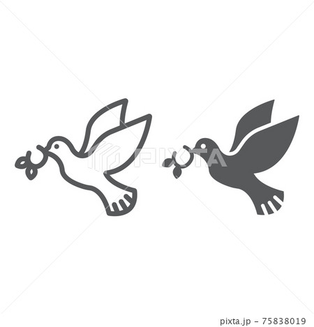 Pigeon line and glyph icon, bird and symbol, dove sign, vector graphics, a linear pattern on a white background. Pigeon line and glyph icon, bird and symbol, dove sign, vector graphics, a linear pattern on a white background. 75838019