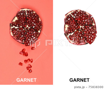 Creative layout made of Ripe Fresh Garnet fruit. 75838300