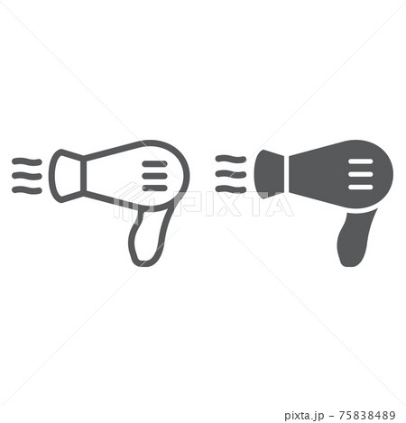 Hair dryer line and glyph icon, barber and hairstyle, blow dryer sign, vector graphics, a linear pattern on a white background. 75838489