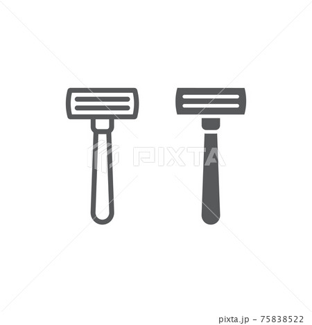 Razor line and glyph icon, barber and blade, shaver sign, vector graphics, a linear pattern on a white background. 75838522