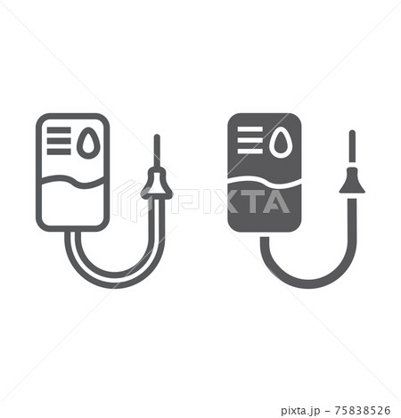 Blood pack line and glyph icon, medicine and donation, blood bag sign, vector graphics, a linear pattern on a white background. Blood pack line and glyph icon, medicine and donation, blood bag sign, vector graphics, a linear pattern on a white background. 75838526