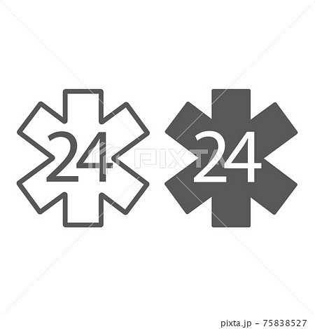 Life star line and glyph icon, medical and emblem, 24 hours sign, vector graphics, a linear pattern on a white background. 75838527